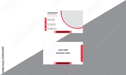 
Modern and simple business card design with white and red color professional business card design with image holder.Personal visiting card with company logo. 