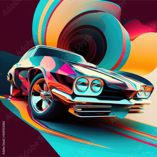 Colorful and cool car with background