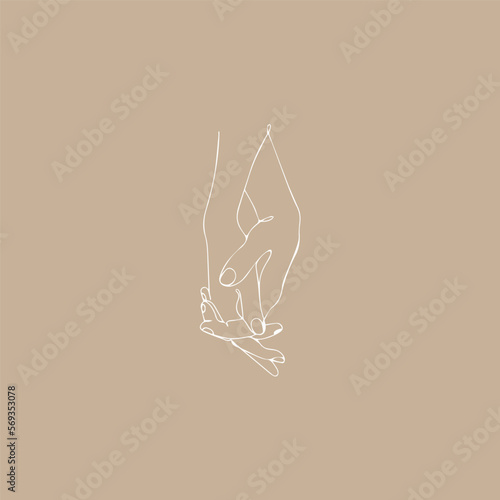 Valentine's Day, lovers hands silhouette on beige background