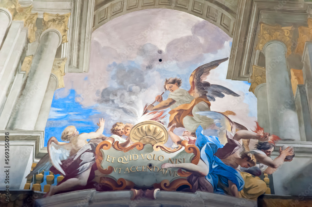 Obraz premium Painting detail at the ceiling of Sant'Ignazio di Loyola in Campo Marzio
