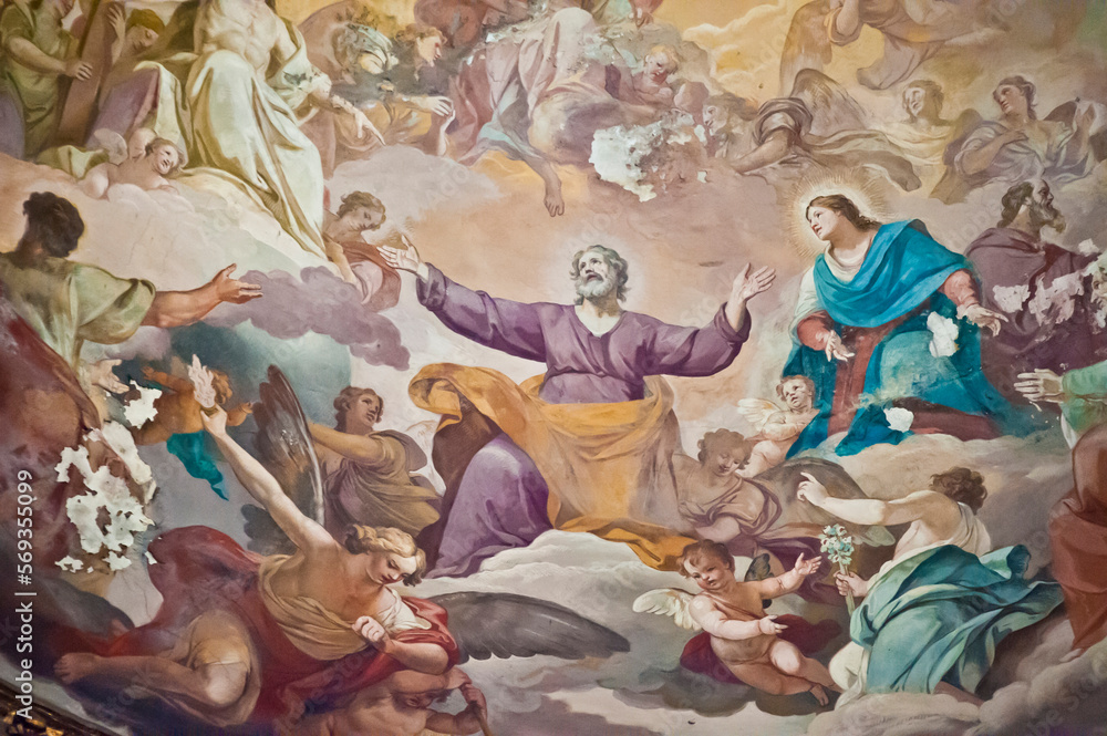 Painting detail at the ceiling of Sant'Ignazio di Loyola in Campo Marzio