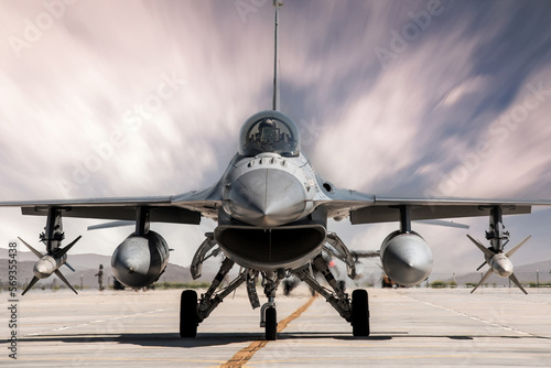 Konya, Turkey - 07 01 2021: Anatolian Eagle Air Force Exercise 2021  F16 Fighter jet in a taxiing position in Turkey photo