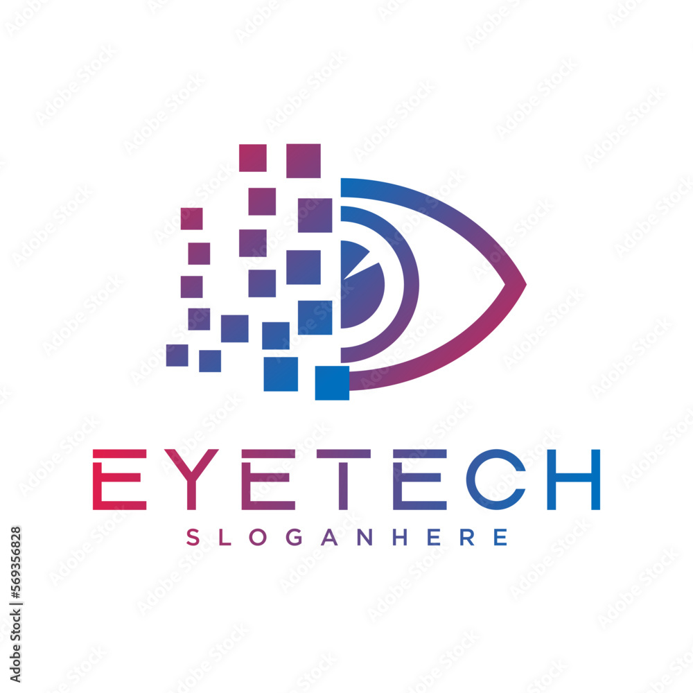 Eye technology logo design, eye symbol icon, software logo, vector