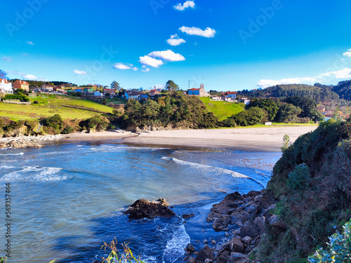 Santa Maria del Mar beach and village, Catrillon municipality, Asturias, Spain photo