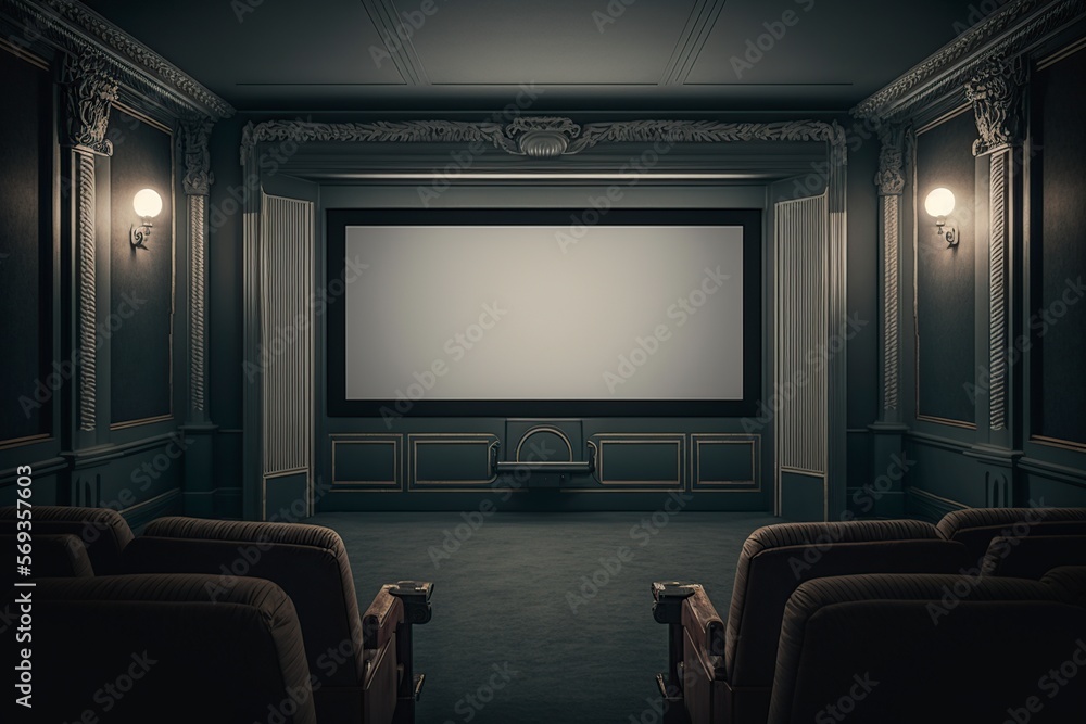 image, interior of an empty cinema, generative ai image, interior of an empty cinema, generative ai