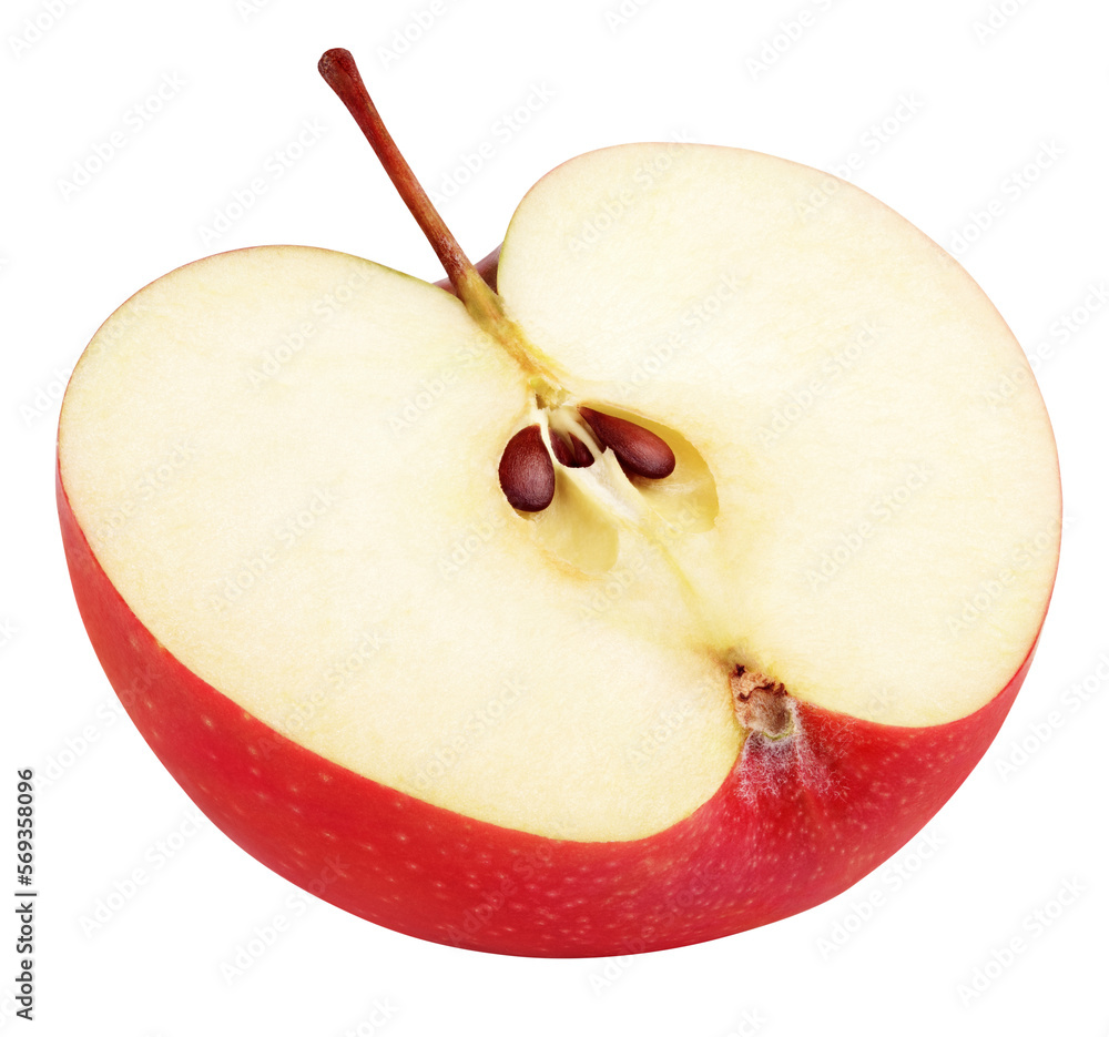 Ripe red apple half fruit isolated on transparent background. Half of ...