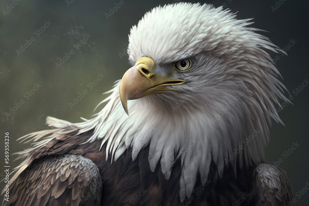 Portrait of a bald eagle, close up. Generative AI. Portrait of a bald eagle, close up. Generative AI.