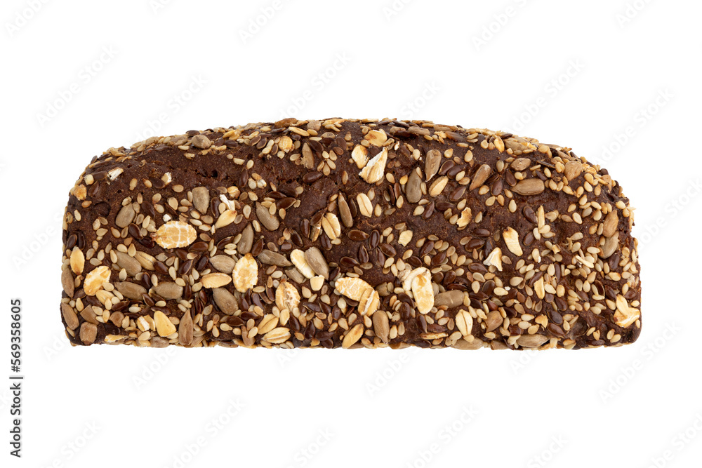 rye bread on white background, side view, fresh delicious homemade healthy baking, bread with seeds rye bread on white background, side view, fresh delicious homemade healthy baking, bread with seeds