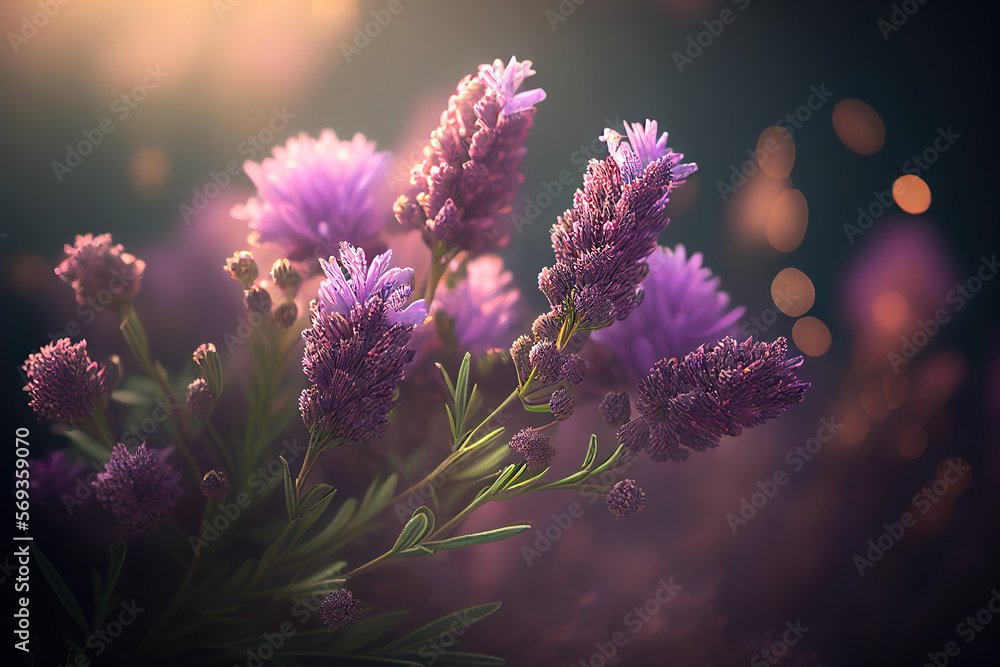 Lavender Flowers, Illustration, Generative AI Lavender Flowers, Illustration, Generative AI