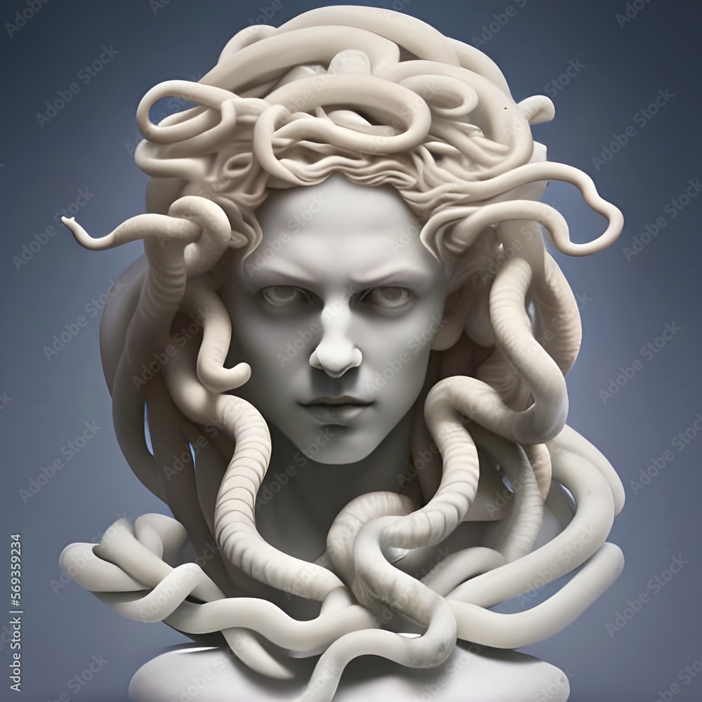 Image featuring a white marble bust of Medusa, otherwise known as Gorgo ...