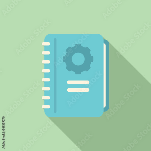 Technical document icon flat vector. Manual paper. Page gear