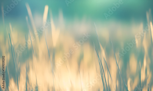 photo with blades of grass in milky colors - generative ai