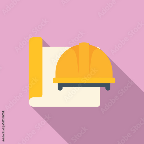 Construction technical document icon flat vector. Business manual. Report project