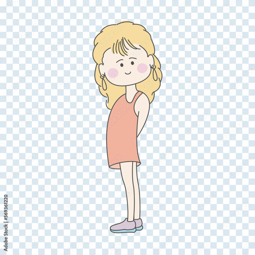 Cute fashion lady girl in a dress.