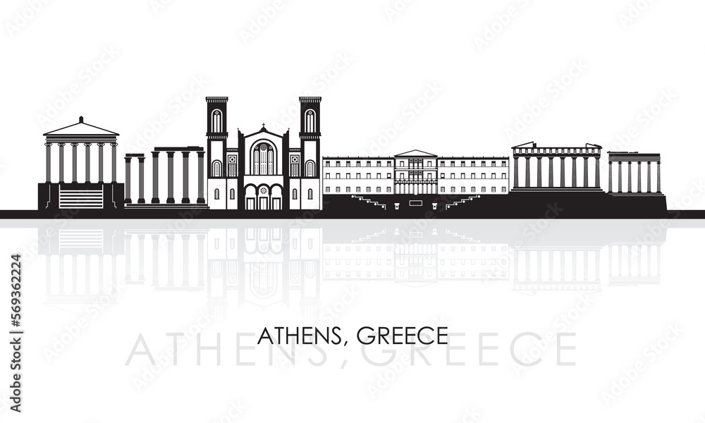 Silhouette Skyline panorama of city of Athens, Greece - vector illustration