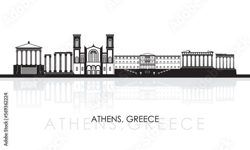 Silhouette Skyline panorama of city of Athens, Greece - vector illustration