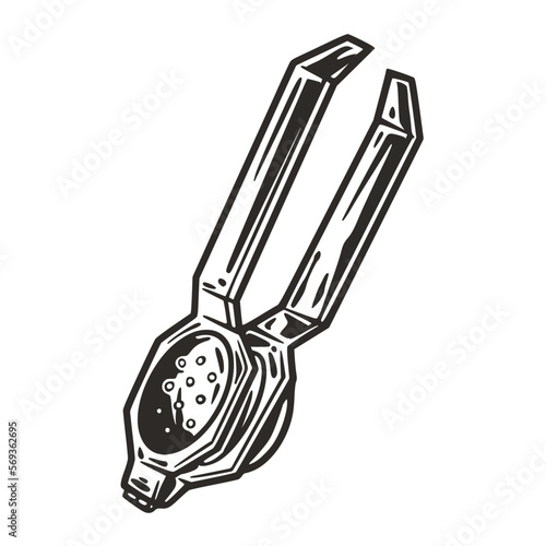 Citrus juicer for bartending. Chromed metal juicer or cocktail bar tool for barman or bartender.