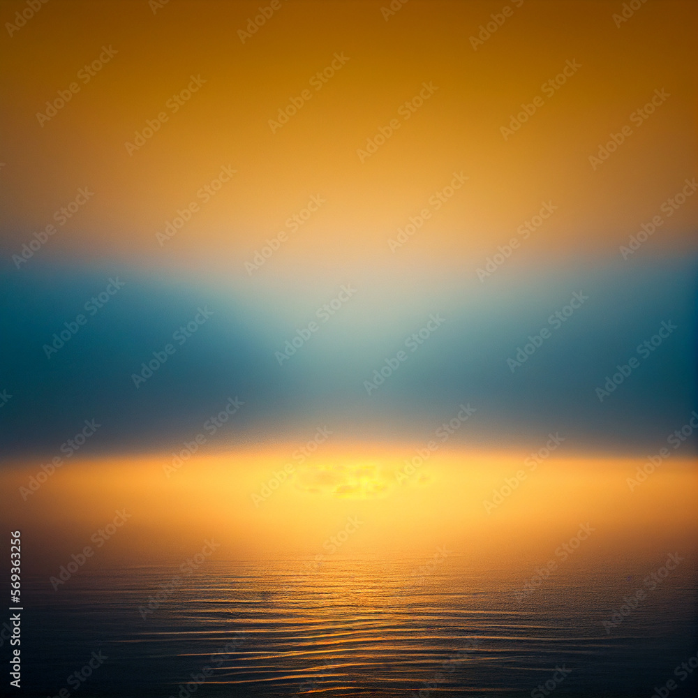 Beautiful sea or ocean landscape at sunset or sunrise, Generative AI