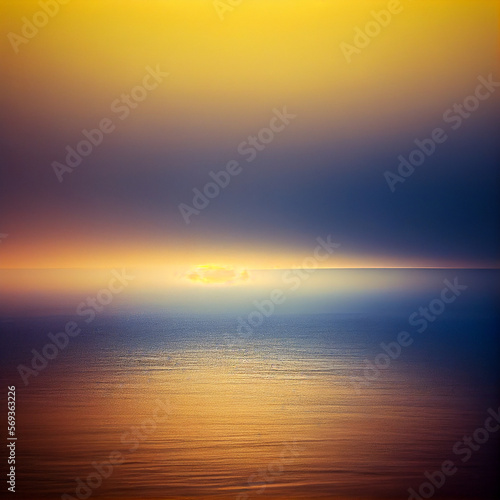 Beautiful sea or ocean landscape at sunset or sunrise  Generative AI