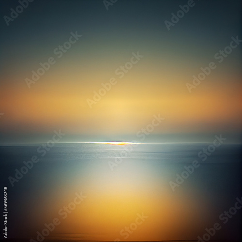 Beautiful sea or ocean landscape at sunset or sunrise, Generative AI © Alguien