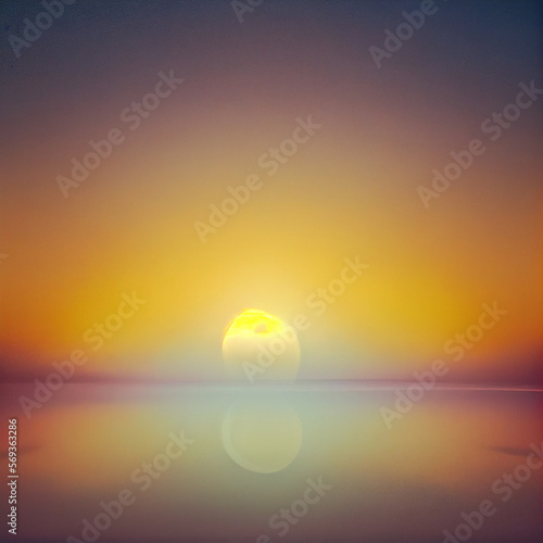 Beautiful sea or ocean landscape at sunset or sunrise, Generative AI © Alguien