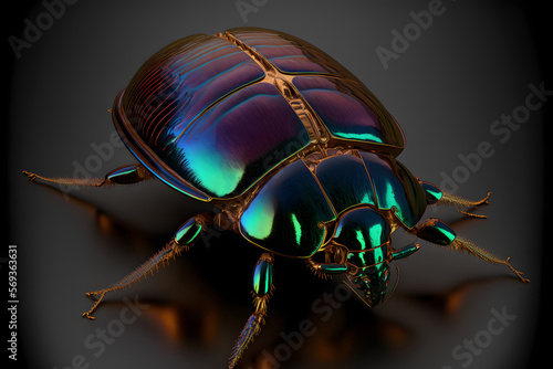 scarab beetle on black background created with generative AI technology