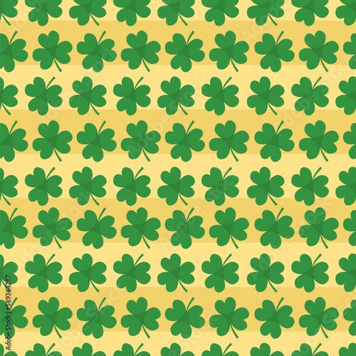 Pattern With Clover For St Patricks Day Decoration Green Vector Illustration In Flat Style