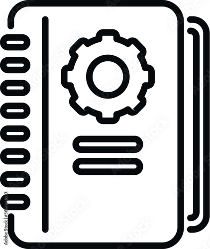 Technical document icon outline vector. Manual paper. Page gear