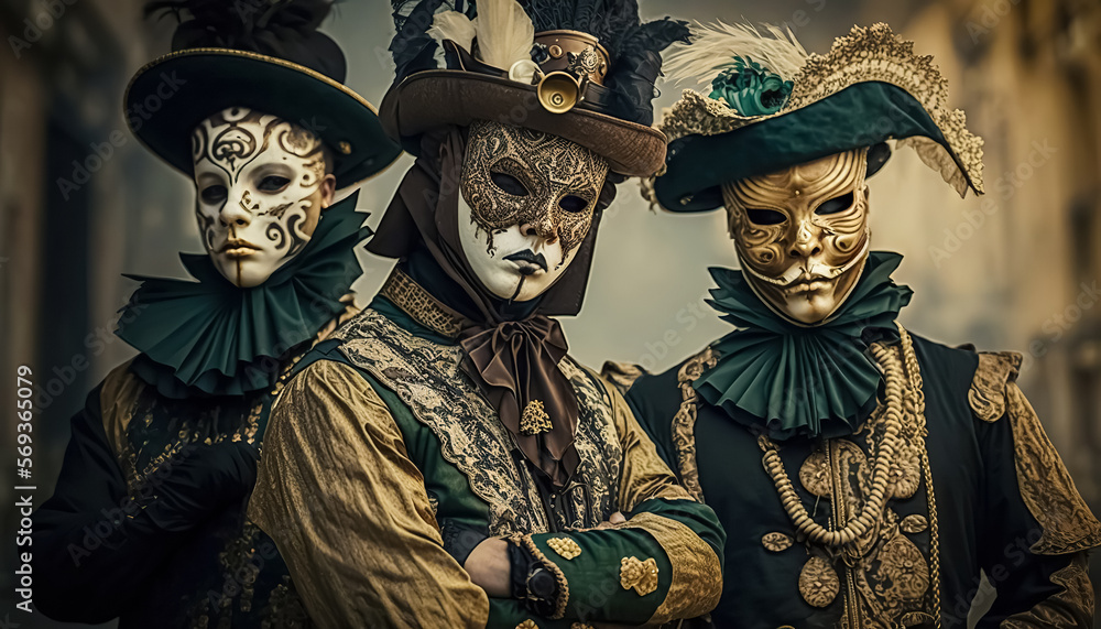 Elegant people in masquerade carnival mask at Venice Carnival. Beautiful women and men wearing venetian mask. digital ai art Elegant people in masquerade carnival mask at Venice Carnival. Beautiful women and men wearing venetian mask. digital ai art