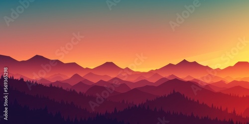 Mountain silhouette with layered horizons © Kredik