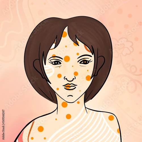 caricature of modern woman with minimalist style and unattractive appearance