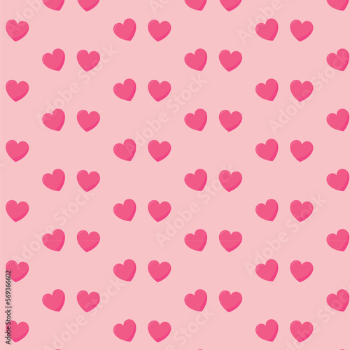 Motif Vectoriel Harmonieux De Coeur, Coeurs Rouges Isolés sur Fond Rose Clair.
