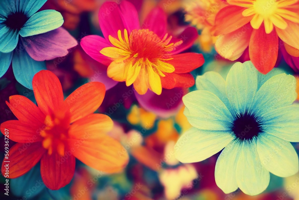 Vivid flowers close-up, Generative AI Vivid flowers close-up, Generative AI