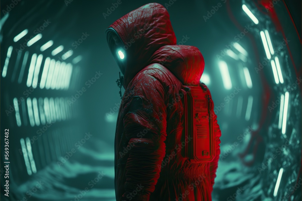 Obraz premium cyborg, black, woman, future, technology, science, futuristic, space, night, human, dark, Astronaut, space