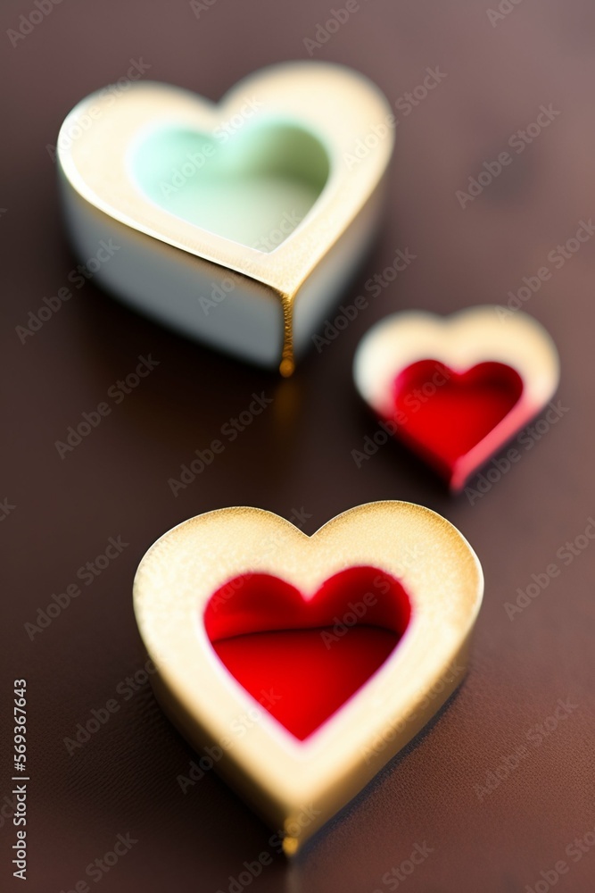Fototapeta premium coeurs en cires colorés, décoration sous le signe de l'amour et des sentiments générative ia