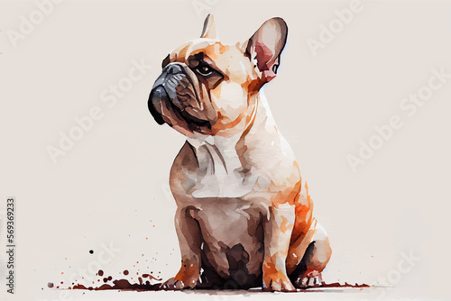 French bulldog. Watercolor