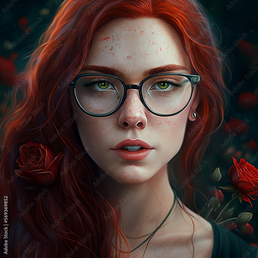 portrait of a woman with red hair AI, Generative, Generative AI, portrait of a woman with red hair AI, Generative, Generative AI,