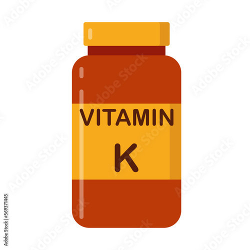 simple flat brown vitamin K drug bottle with yellow lable