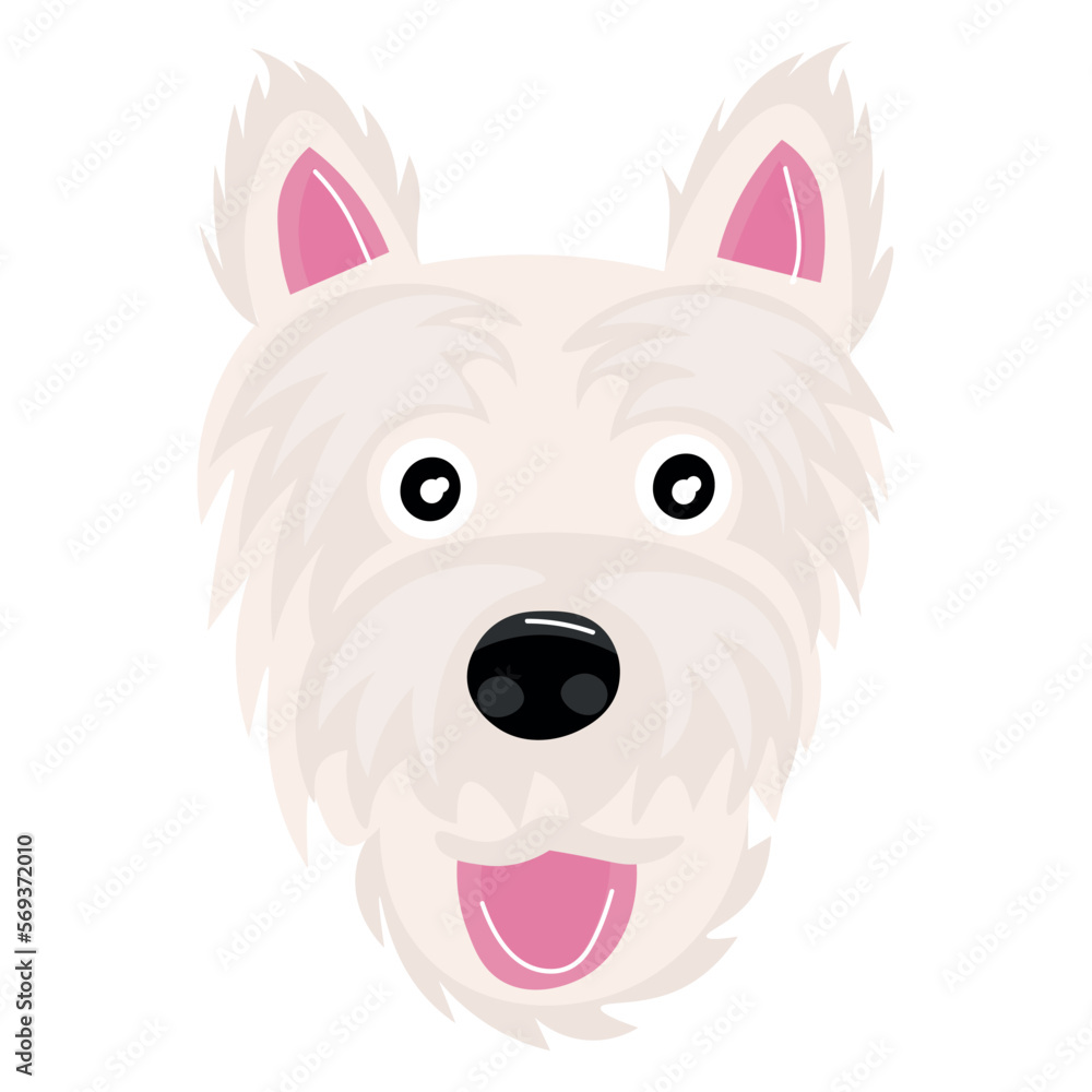 Head of funny dog on white background Head of funny dog on white background