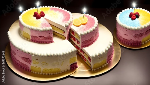 Delicious birthday cakes with candles on it 