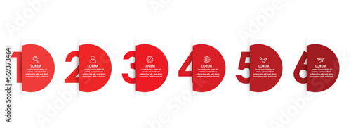Vector infographic label design with icons and 6 options or steps. infographics for business concept. Business circle template with options for brochure, diagram, workflow, timeline, web design. Blue 
