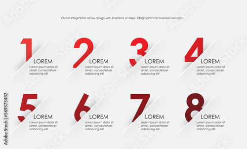 Vector infographic arrow design with 8 options or steps. infographics for business concept. Business circle template with options for brochure, diagram, workflow, timeline, web design. Blue 