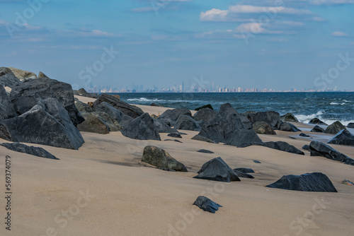 Photography The New York City Skyline From Sandy Hook New Jersey USA, Middletown Township, N