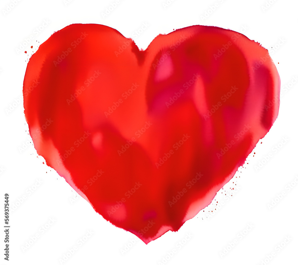 red heart isolated on white background - generative ai - relationship - art