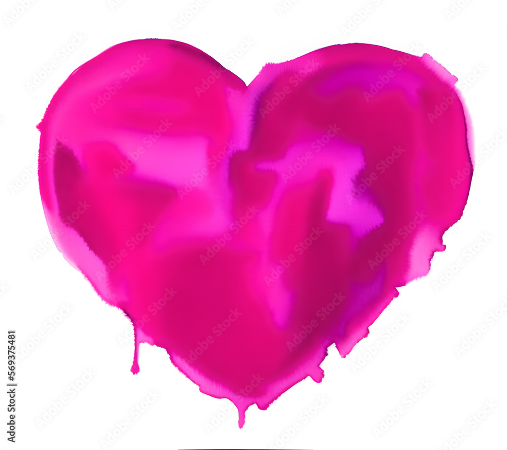 pink heart painted with watercolors - generative ai