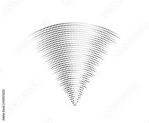 Doted sound wave signal. Radio or music audio concept. Epicentre or radar icon. Textured radial signal or vibration elements. Impulse curve lines. Concentric ripple semi circles.