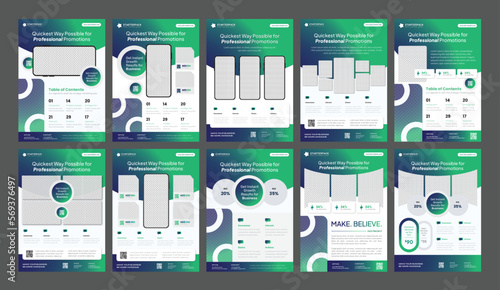 StarterPack in Blue Green Gradient for Quick Design Need - Modern lights designs for Flyer, Social Media Post Feed & Story	