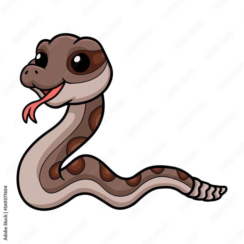 Fototapeta premium Cute rattlesnake cartoon on white background