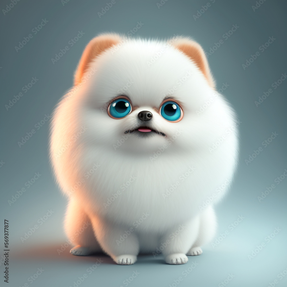 Dog White Fluffy, puppy, beautiful, small Pomeranian Lulu Dog White Fluffy, puppy, beautiful, small Pomeranian Lulu