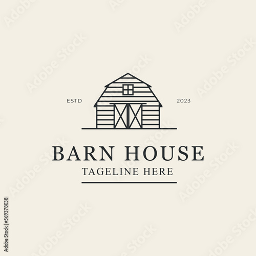 farm or barn house line art logo vector symbol design illustration